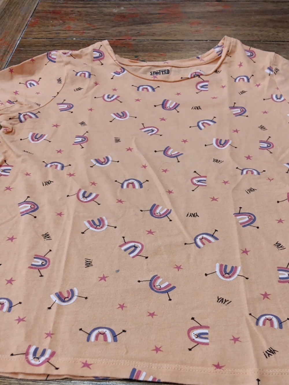 Spotted Peach Rainbow Print Tee